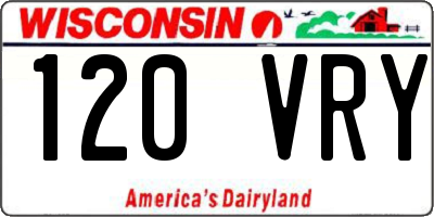 WI license plate 120VRY