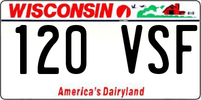 WI license plate 120VSF