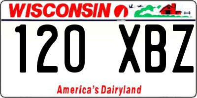 WI license plate 120XBZ