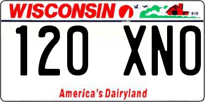 WI license plate 120XNO