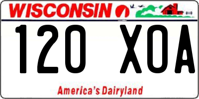 WI license plate 120XOA