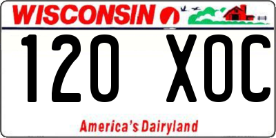WI license plate 120XOC