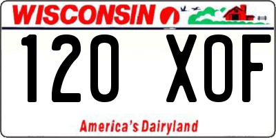 WI license plate 120XOF