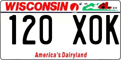 WI license plate 120XOK