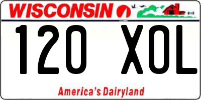 WI license plate 120XOL