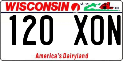 WI license plate 120XON