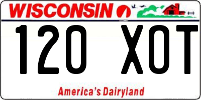 WI license plate 120XOT