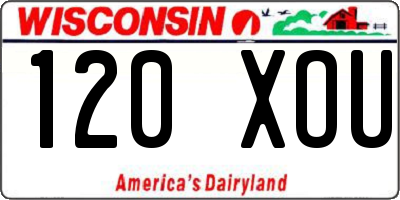 WI license plate 120XOU