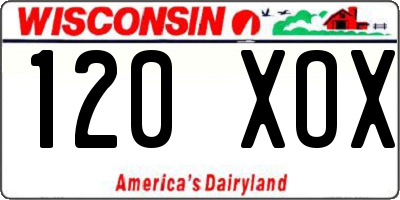 WI license plate 120XOX