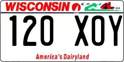 WI license plate 120XOY