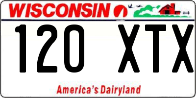 WI license plate 120XTX
