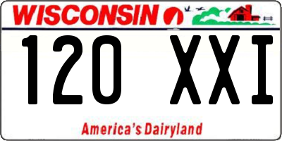 WI license plate 120XXI