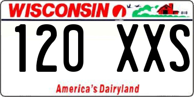 WI license plate 120XXS