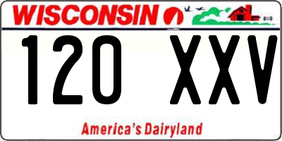 WI license plate 120XXV
