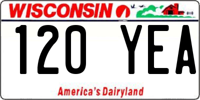 WI license plate 120YEA