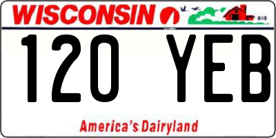 WI license plate 120YEB