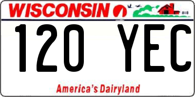 WI license plate 120YEC
