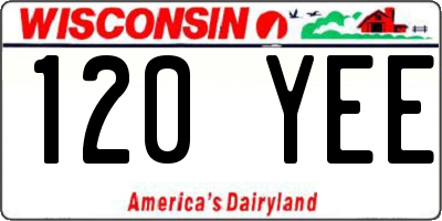 WI license plate 120YEE