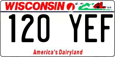 WI license plate 120YEF