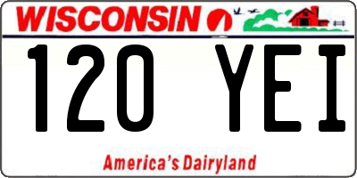 WI license plate 120YEI