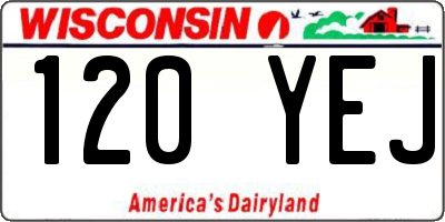 WI license plate 120YEJ