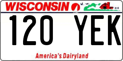 WI license plate 120YEK