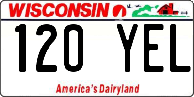 WI license plate 120YEL