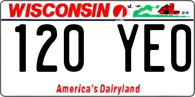 WI license plate 120YEO