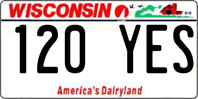 WI license plate 120YES