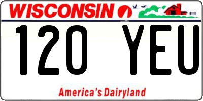 WI license plate 120YEU