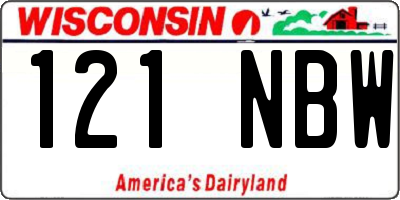 WI license plate 121NBW