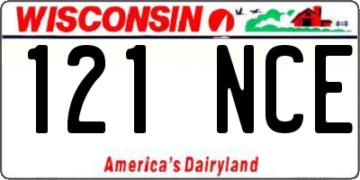 WI license plate 121NCE