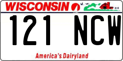 WI license plate 121NCW