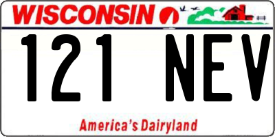 WI license plate 121NEV