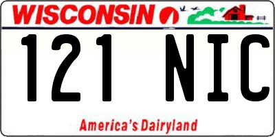 WI license plate 121NIC