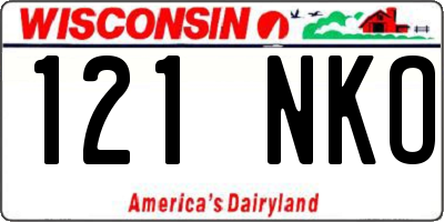 WI license plate 121NKO