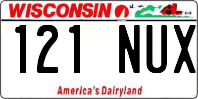 WI license plate 121NUX