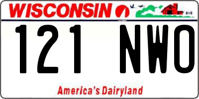 WI license plate 121NWO