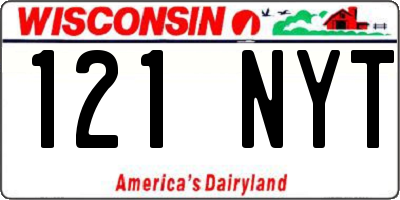 WI license plate 121NYT