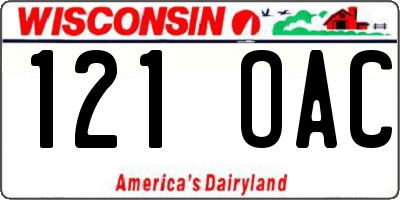 WI license plate 121OAC