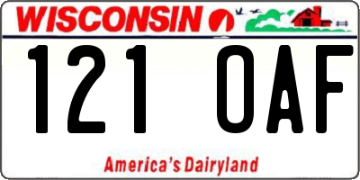 WI license plate 121OAF
