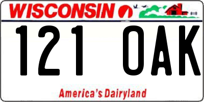 WI license plate 121OAK