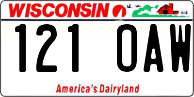 WI license plate 121OAW