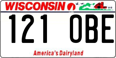 WI license plate 121OBE