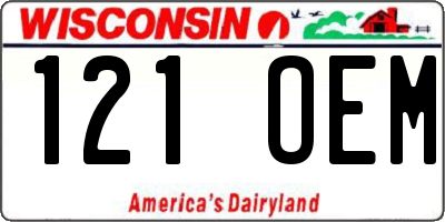 WI license plate 121OEM
