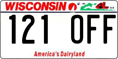 WI license plate 121OFF
