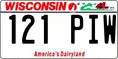 WI license plate 121PIW