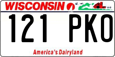 WI license plate 121PKO