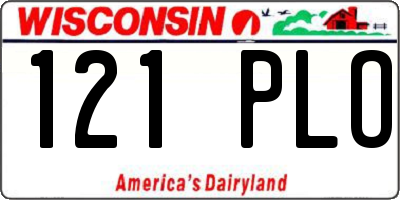 WI license plate 121PLO
