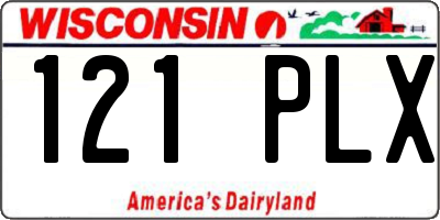 WI license plate 121PLX